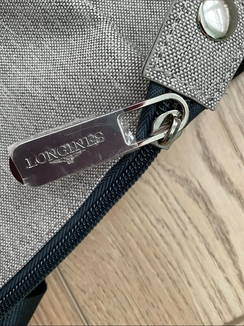 NWT Longines Melange Canvas Foldable Travel Bag Gray/Blue Sporty Minimalist